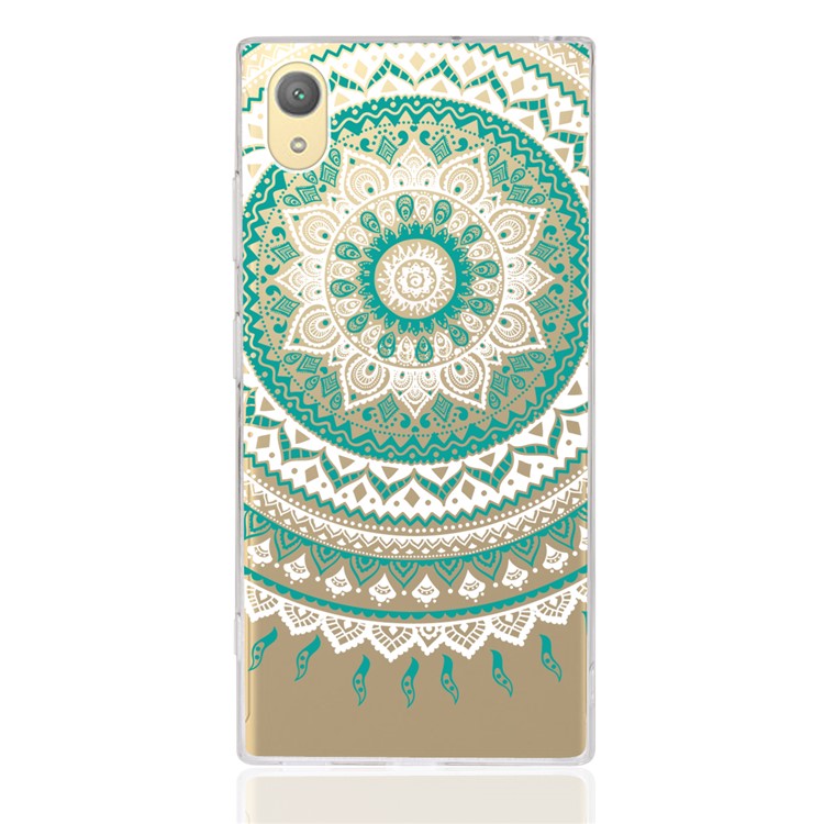 For Sony Xperia XA1 Plus Mandala Flower TPU + PC Hybrid Shell - Cyan-2