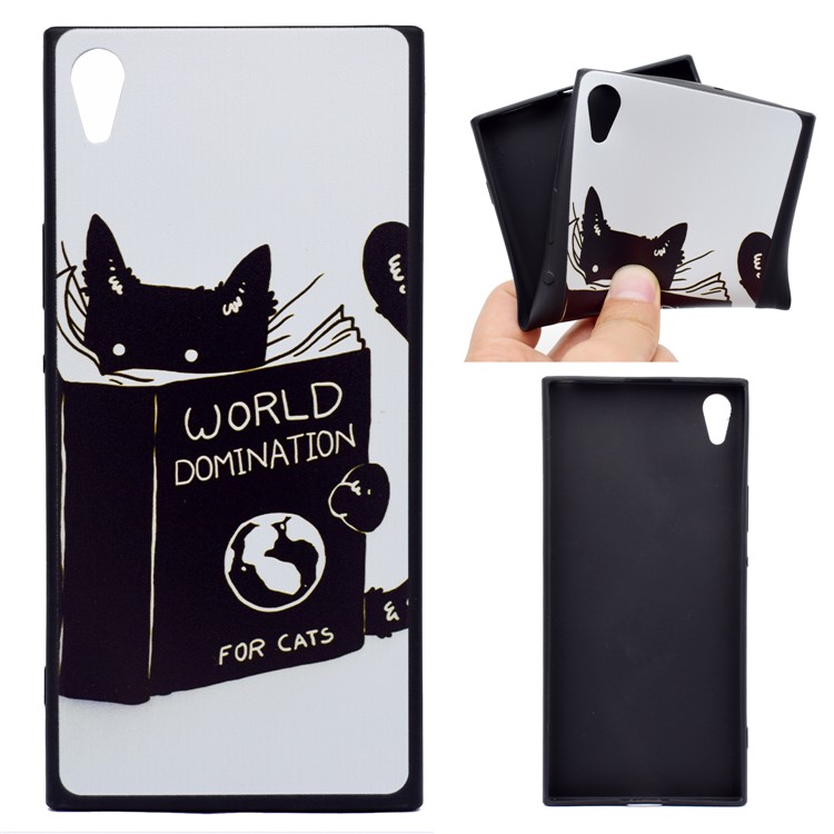 Printing Pattern Flexible TPU Back Shell for Sony Xperia XA1 Ultra - Cat Reading Book-1