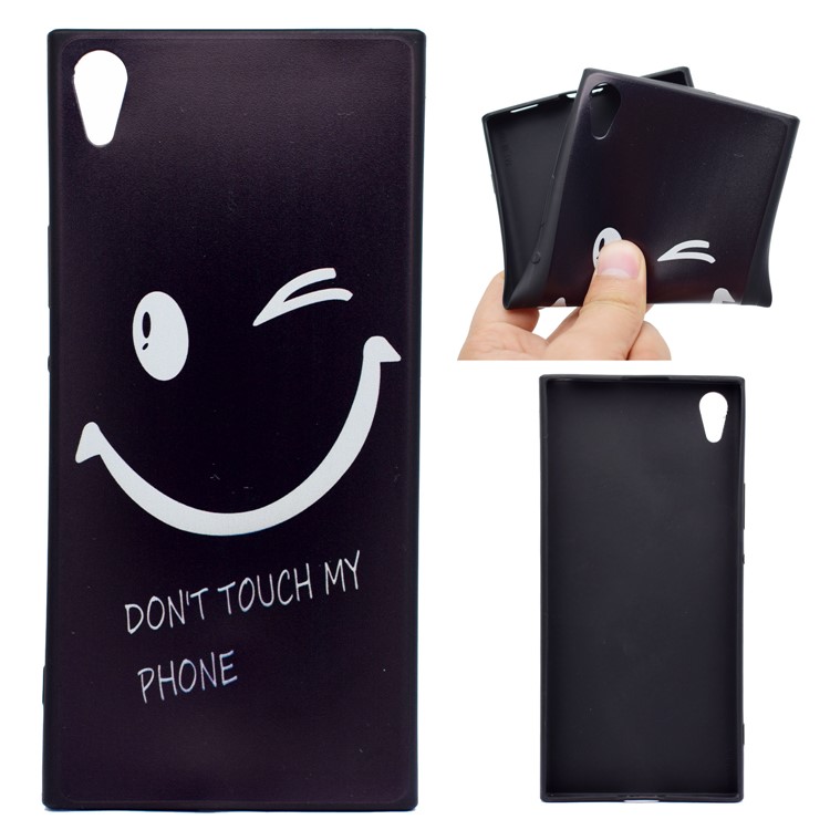 Printing Pattern TPU Soft Phone Casing for Sony Xperia XA1 Ultra - Blink Eyes and Do Not Touch My Phone-1