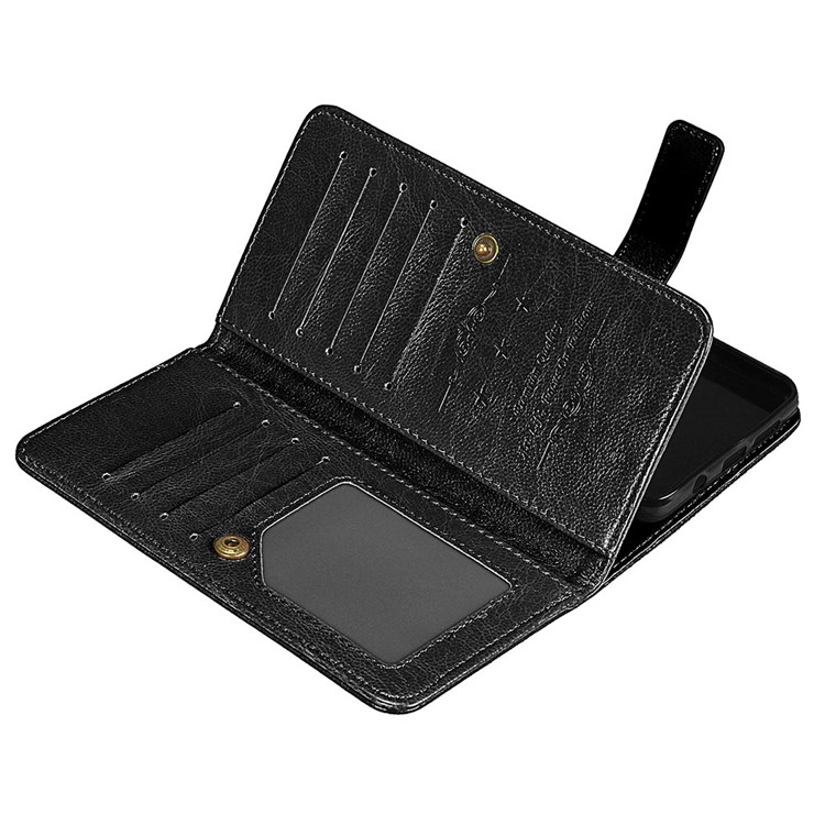 Crazy Horse Grain Wallet Leather Folio Cell Phone Case with Stand for Sony Xperia L1 - Black-12