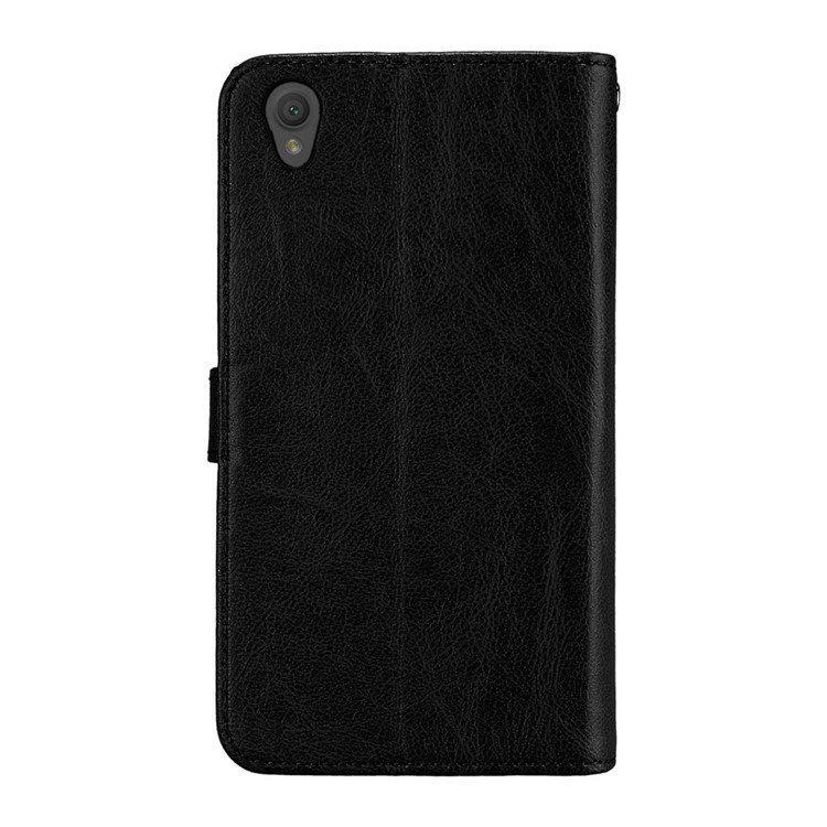 Crazy Horse Grain Wallet Leather Folio Cell Phone Case with Stand for Sony Xperia L1 - Black-4