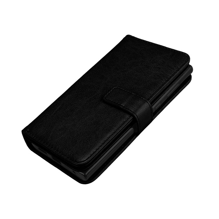 Crazy Horse Grain Wallet Leather Folio Cell Phone Case with Stand for Sony Xperia L1 - Black-6