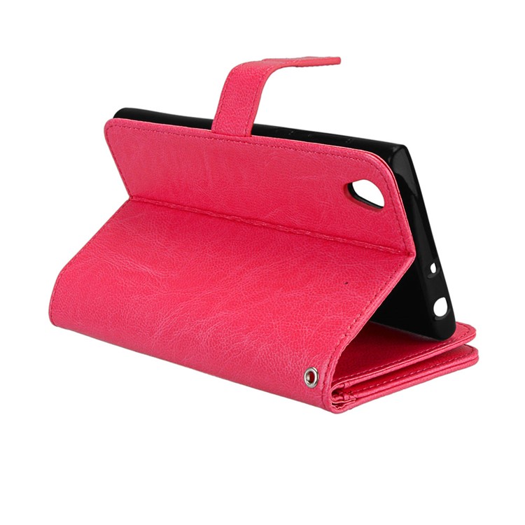 Crazy Horse Grain Wallet Leather Flip Mobile Casing with Stand for Sony Xperia L1 - Red-10