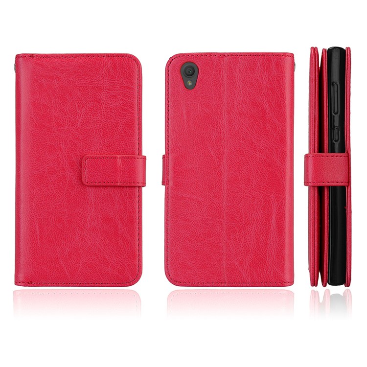 Crazy Horse Grain Wallet Leather Flip Mobile Casing with Stand for Sony Xperia L1 - Red-2