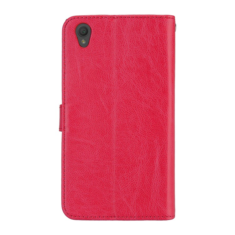 Crazy Horse Grain Wallet Leather Flip Mobile Casing with Stand for Sony Xperia L1 - Red-4