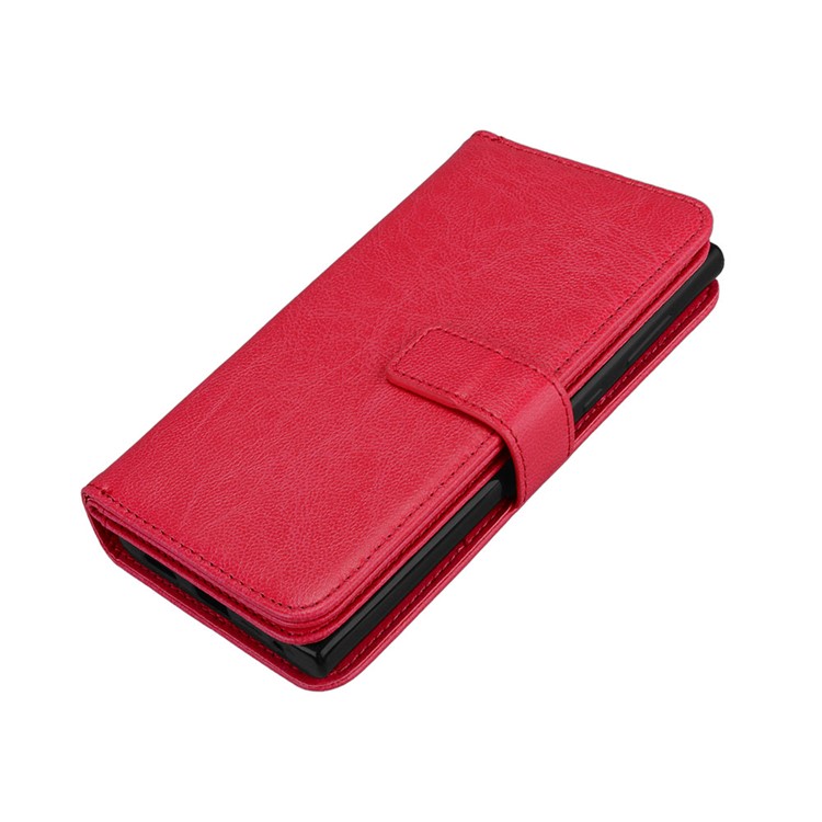 Crazy Horse Grain Wallet Leather Flip Mobile Casing with Stand for Sony Xperia L1 - Red-6
