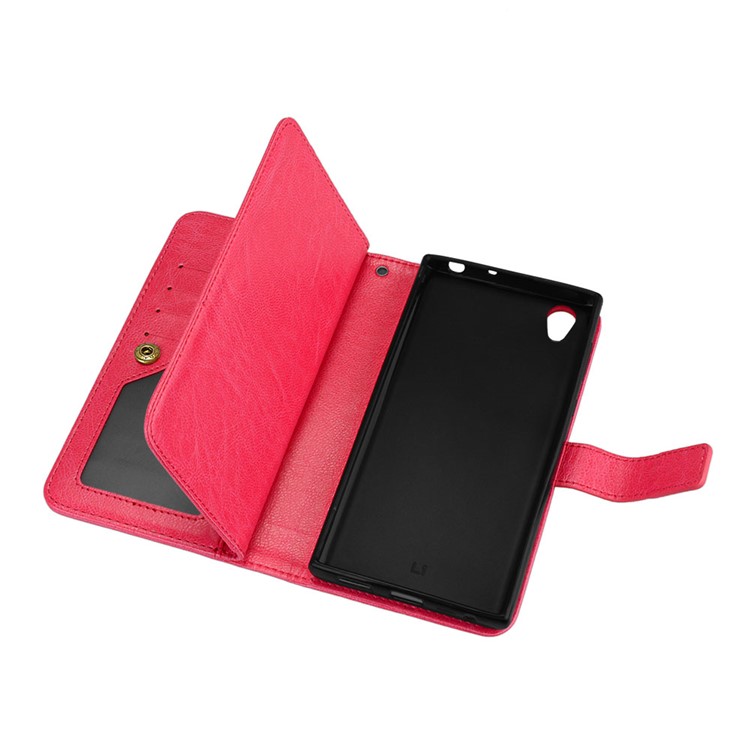 Crazy Horse Grain Wallet Leather Flip Mobile Casing with Stand for Sony Xperia L1 - Red-8