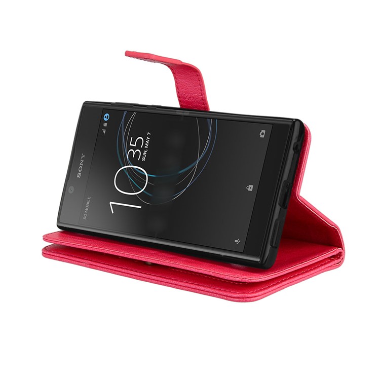 Crazy Horse Grain Wallet Leather Flip Mobile Casing with Stand for Sony Xperia L1 - Red-9