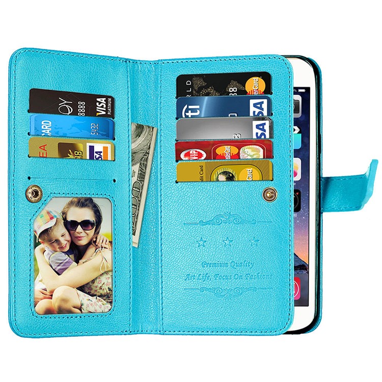 Crazy Horse Pattern Leather Stand Wallet Flip Phone Case Accessory with Card Holders for Sony Xperia L1 - Blue-11