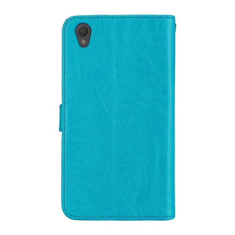 Crazy Horse Pattern Leather Stand Wallet Flip Phone Case Accessory with Card Holders for Sony Xperia L1 - Blue-4