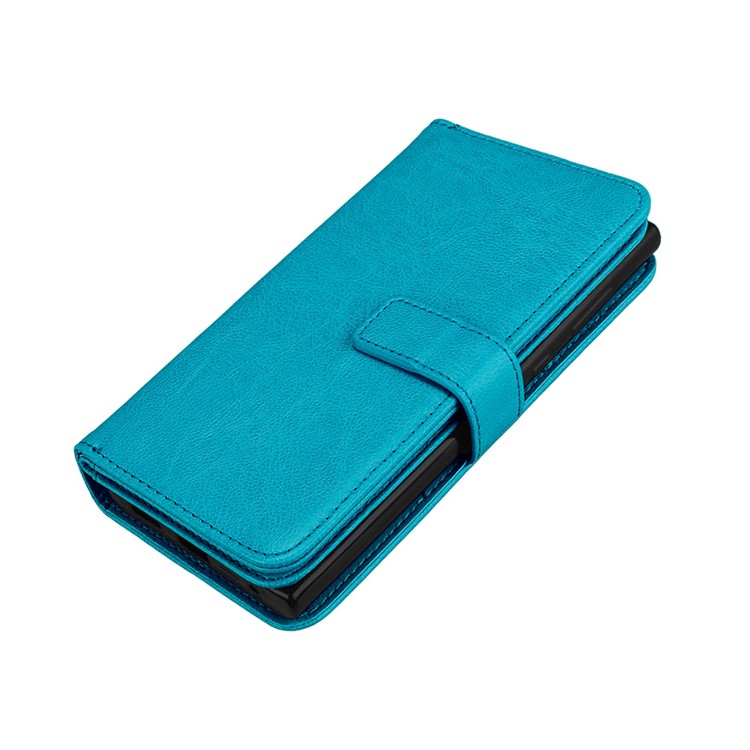 Crazy Horse Pattern Leather Stand Wallet Flip Phone Case Accessory with Card Holders for Sony Xperia L1 - Blue-6