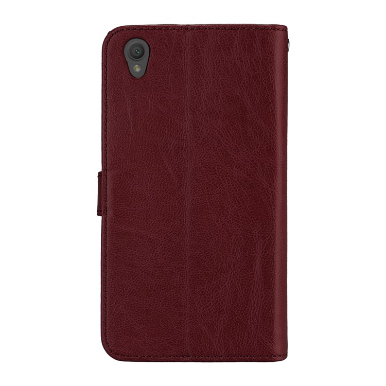 Crazy Horse Grain Leather Wallet Folio Phone Protective Cover Case with Card Slots for Sony Xperia L1 - Brown-4