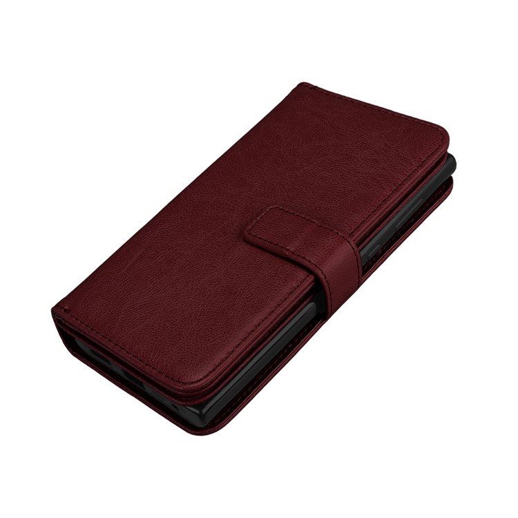 Crazy Horse Grain Leather Wallet Folio Phone Protective Cover Case with Card Slots for Sony Xperia L1 - Brown-6