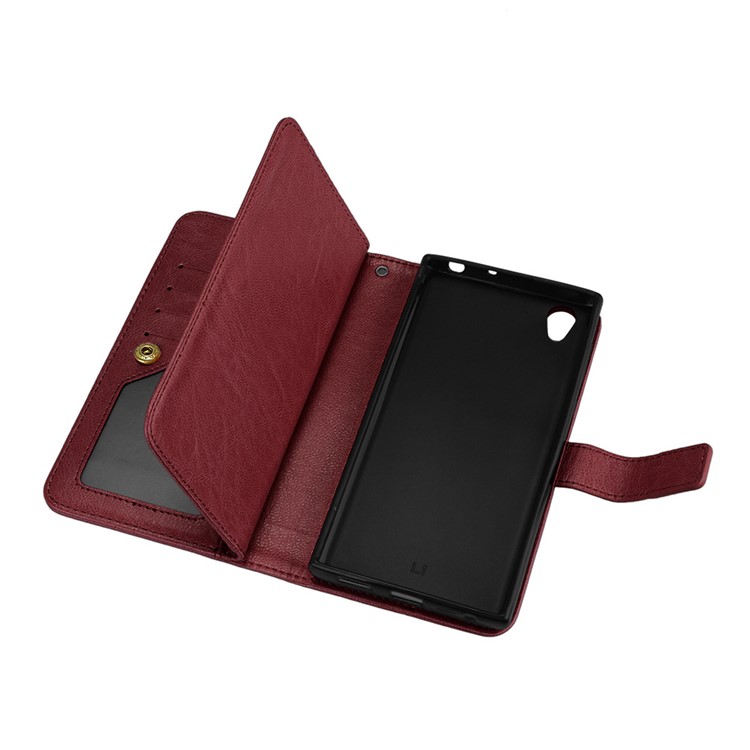 Crazy Horse Grain Leather Wallet Folio Phone Protective Cover Case with Card Slots for Sony Xperia L1 - Brown-8