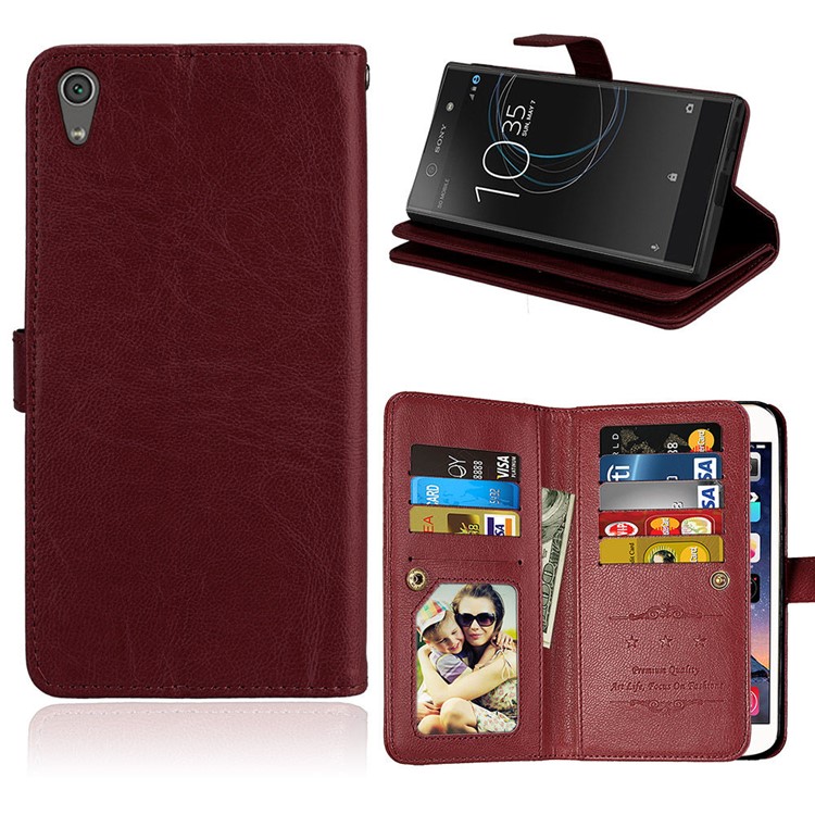 Crazy Horse Stand Wallet Leather Cell Phone Protection Shell for Sony Xperia XA1 Ultra - Brown-1