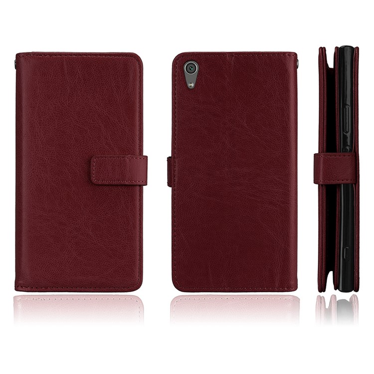 Crazy Horse Stand Wallet Leather Cell Phone Protection Shell for Sony Xperia XA1 Ultra - Brown-2