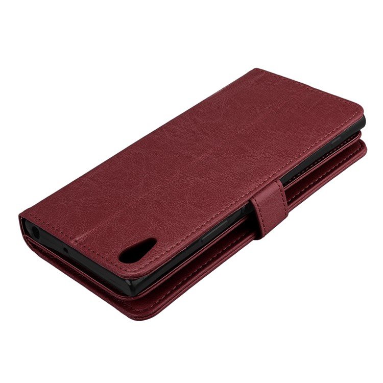 Crazy Horse Stand Wallet Leather Cell Phone Protection Shell for Sony Xperia XA1 Ultra - Brown-7