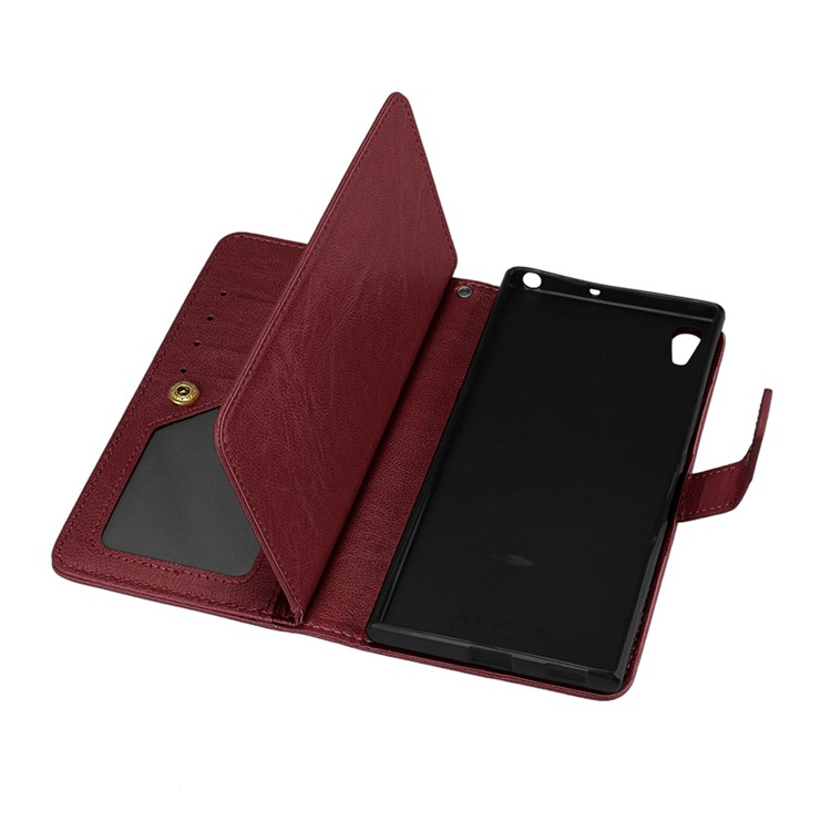 Crazy Horse Stand Wallet Leather Cell Phone Protection Shell for Sony Xperia XA1 Ultra - Brown-8