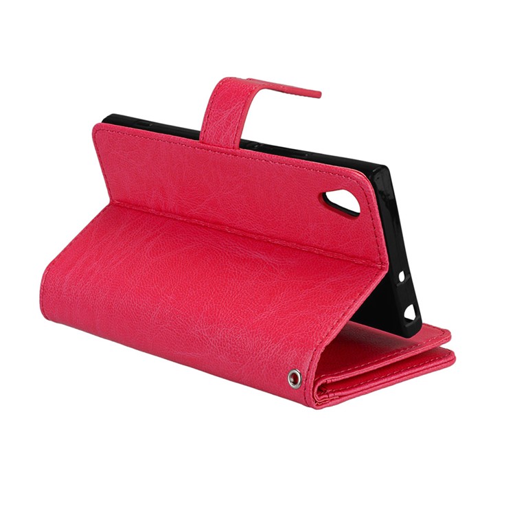 Crazy Horse PU Leather 9 Card Slots Mobile Phone Casing for Sony Xperia XA1 - Red-10
