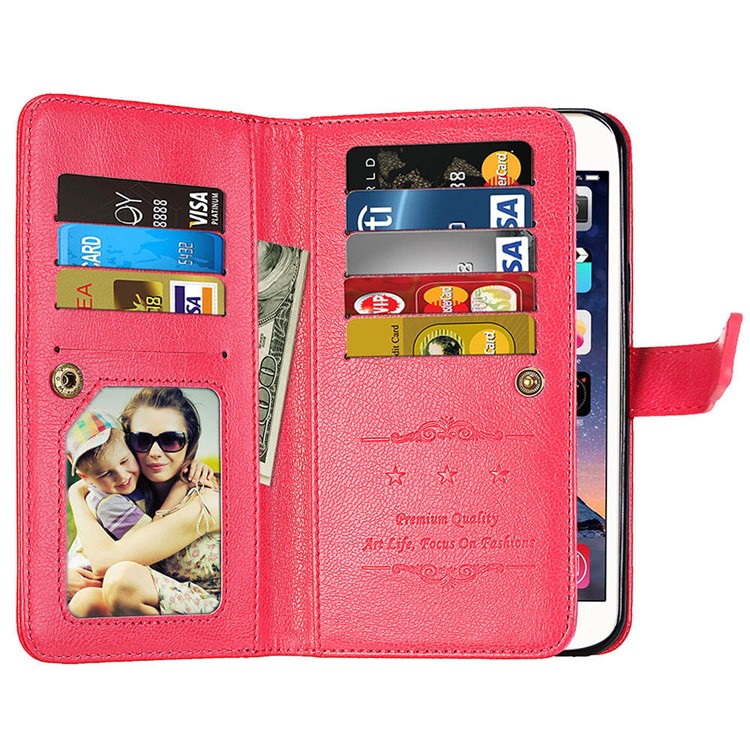 Crazy Horse PU Leather 9 Card Slots Mobile Phone Casing for Sony Xperia XA1 - Red-11