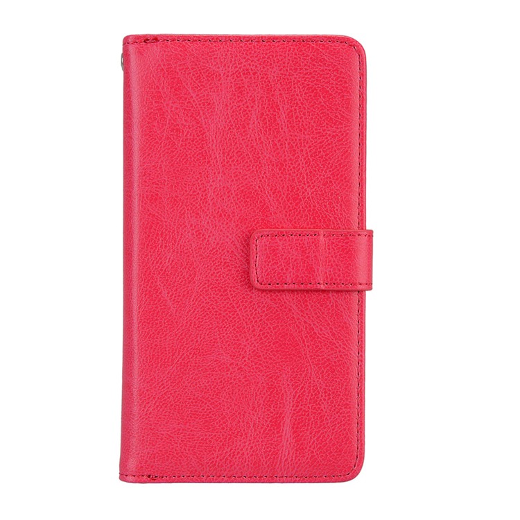 Crazy Horse PU Leather 9 Card Slots Mobile Phone Casing for Sony Xperia XA1 - Red-3