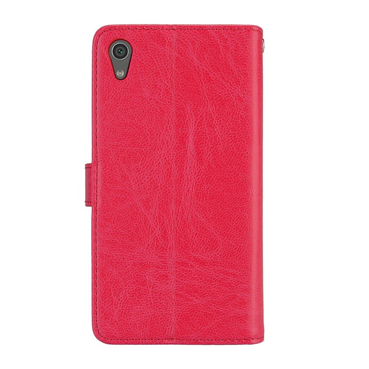 Crazy Horse PU Leather 9 Card Slots Mobile Phone Casing for Sony Xperia XA1 - Red-4