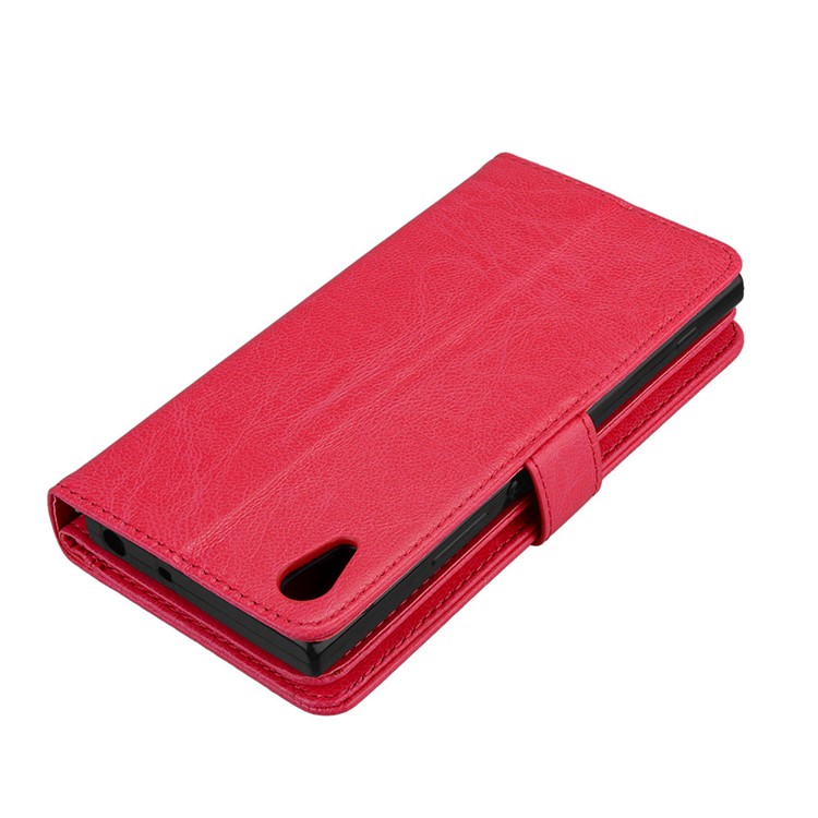 Crazy Horse PU Leather 9 Card Slots Mobile Phone Casing for Sony Xperia XA1 - Red-7