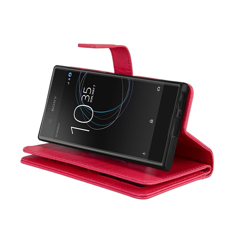 Crazy Horse PU Leather 9 Card Slots Mobile Phone Casing for Sony Xperia XA1 - Red-9