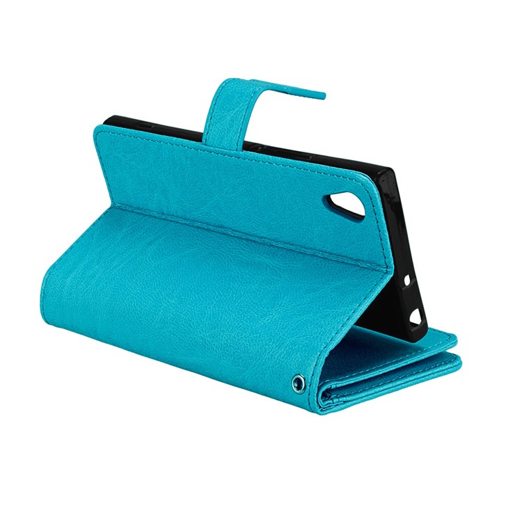Crazy Horse PU Leather 9 Card Slots Mobile Phone Shell for Sony Xperia XA1 - Blue-10