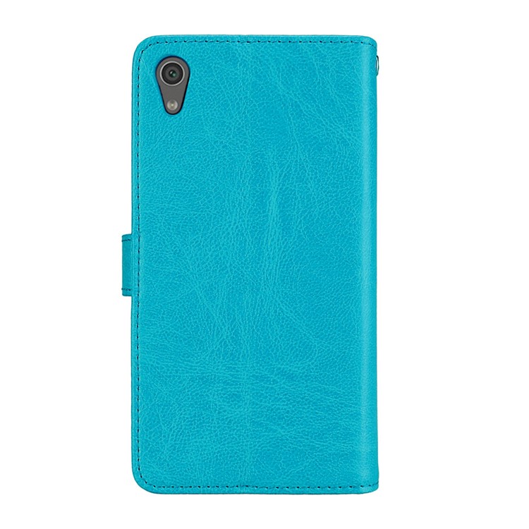 Crazy Horse PU Leather 9 Card Slots Mobile Phone Shell for Sony Xperia XA1 - Blue-4