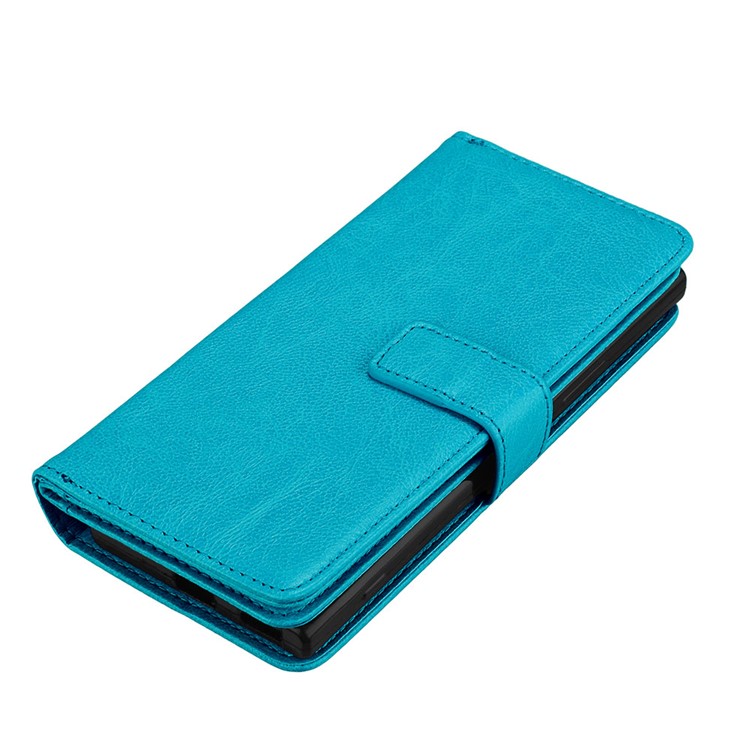 Crazy Horse PU Leather 9 Card Slots Mobile Phone Shell for Sony Xperia XA1 - Blue-6