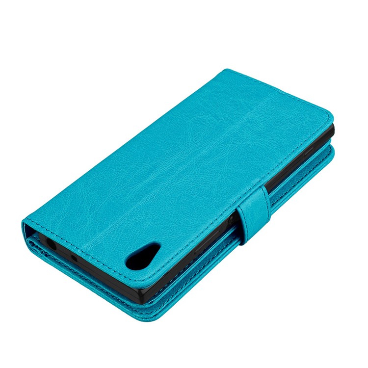 Crazy Horse PU Leather 9 Card Slots Mobile Phone Shell for Sony Xperia XA1 - Blue-7