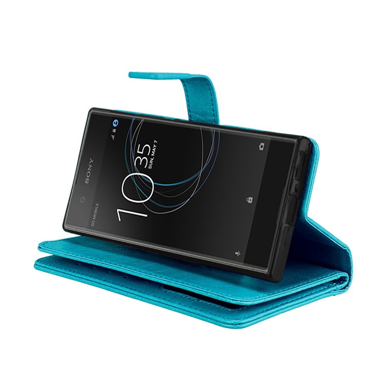 Crazy Horse PU Leather 9 Card Slots Mobile Phone Shell for Sony Xperia XA1 - Blue-9