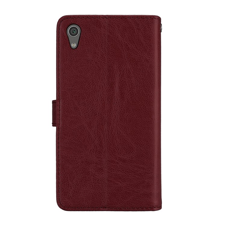 Crazy Horse PU Leather 9 Card Slots Phone Protection Cover for Sony Xperia XA1 - Brown-4