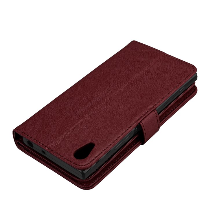 Crazy Horse PU Leather 9 Card Slots Phone Protection Cover for Sony Xperia XA1 - Brown-7