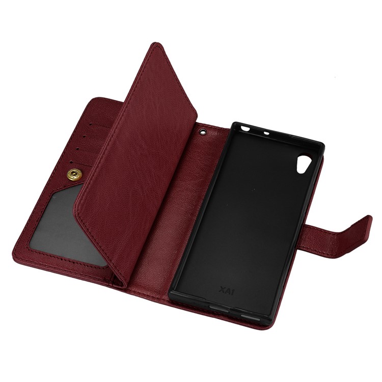 Crazy Horse PU Leather 9 Card Slots Phone Protection Cover for Sony Xperia XA1 - Brown-8