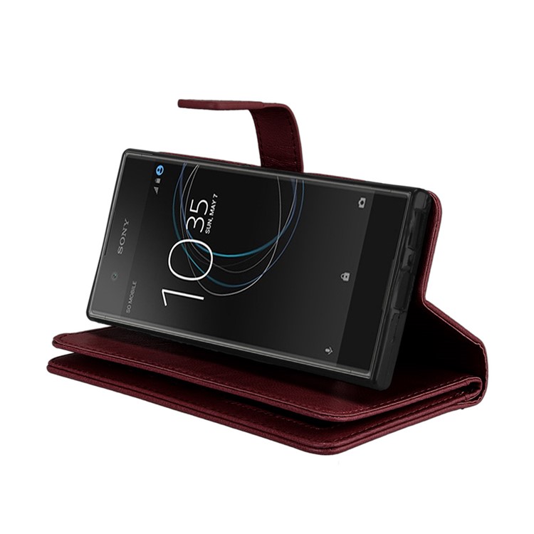 Crazy Horse PU Leather 9 Card Slots Phone Protection Cover for Sony Xperia XA1 - Brown-9