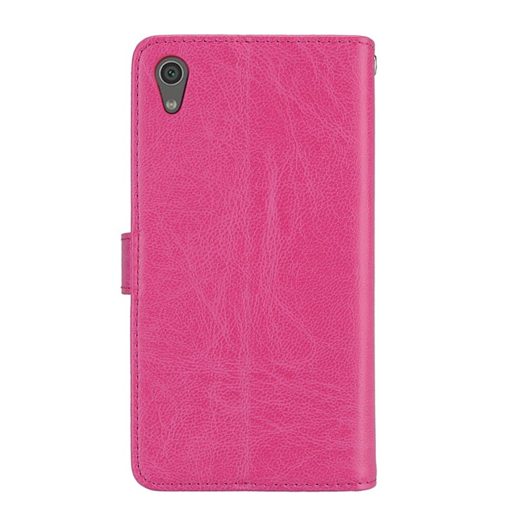 Crazy Horse PU Leather 9 Card Slots Phone Accessory Cover for Sony Xperia XA1 - Rose-4