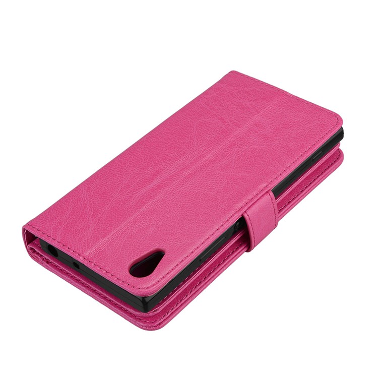 Crazy Horse PU Leather 9 Card Slots Phone Accessory Cover for Sony Xperia XA1 - Rose-7