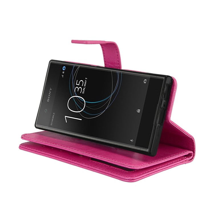 Crazy Horse PU Leather 9 Card Slots Phone Accessory Cover for Sony Xperia XA1 - Rose-9