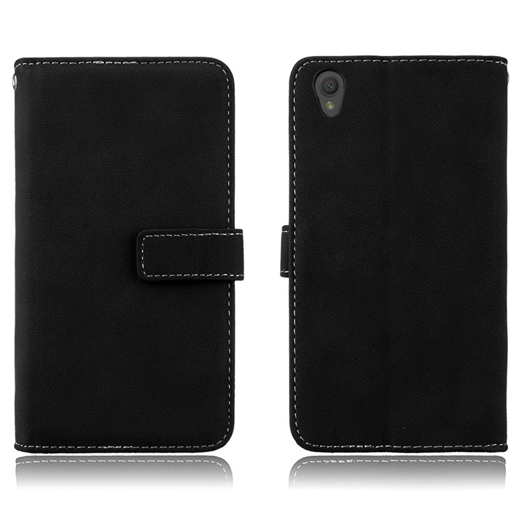 Matte Skin PU Leather Stand Phone Accessory Case with 9 Card Holders for Sony Xperia L1 - Black-1