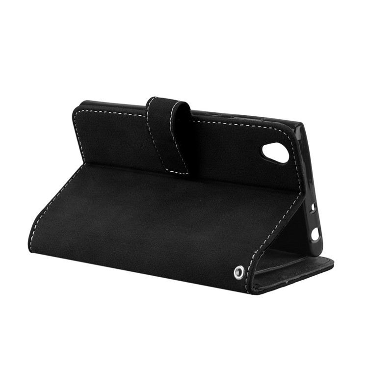 Matte Skin PU Leather Stand Phone Accessory Case with 9 Card Holders for Sony Xperia L1 - Black-7