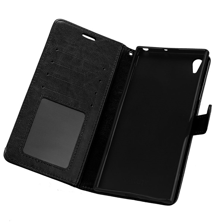 Crazy Horse Wallet Leather Stand Case for Sony Xperia XA1 Ultra - Black-10