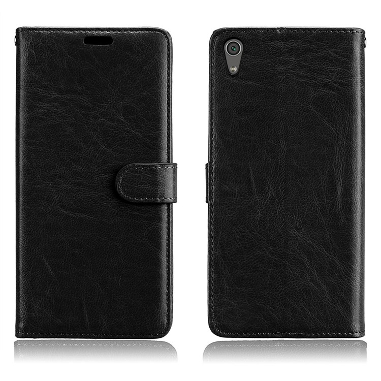 Crazy Horse Wallet Leather Stand Case for Sony Xperia XA1 Ultra - Black-2