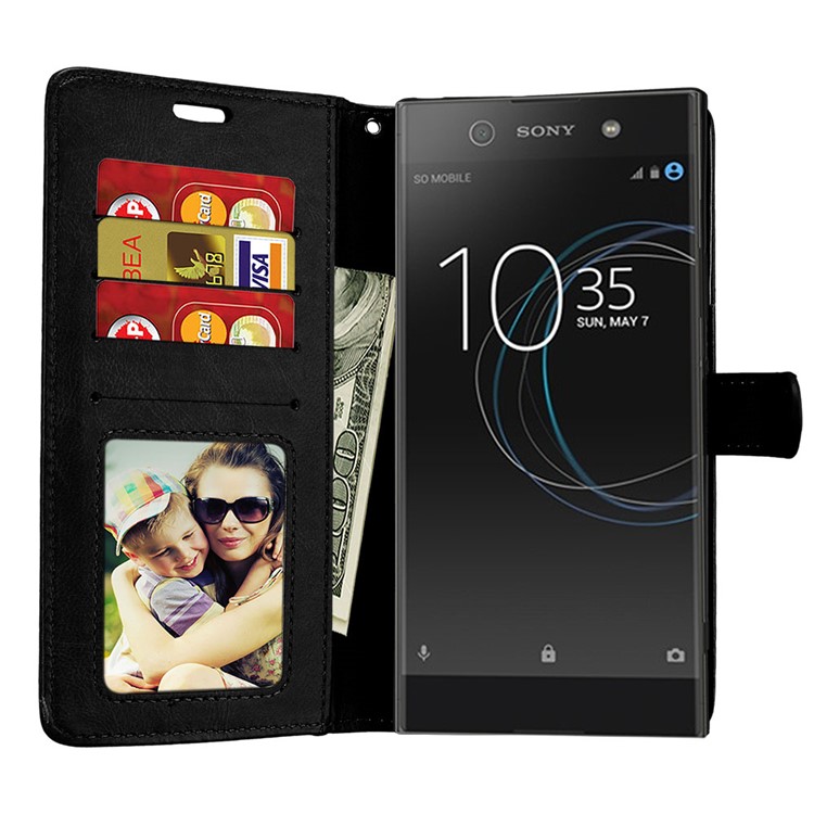 Crazy Horse Wallet Leather Stand Case for Sony Xperia XA1 Ultra - Black-9