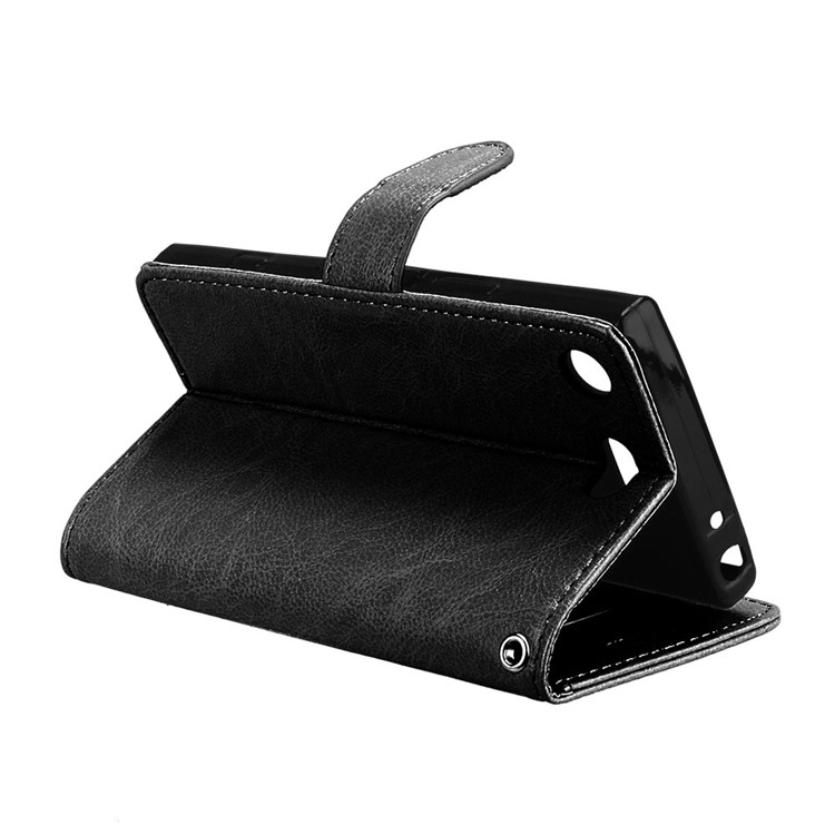 Crazy Horse Wallet Leather Stand Case for Sony Xperia XZ1 Compact - Black-14