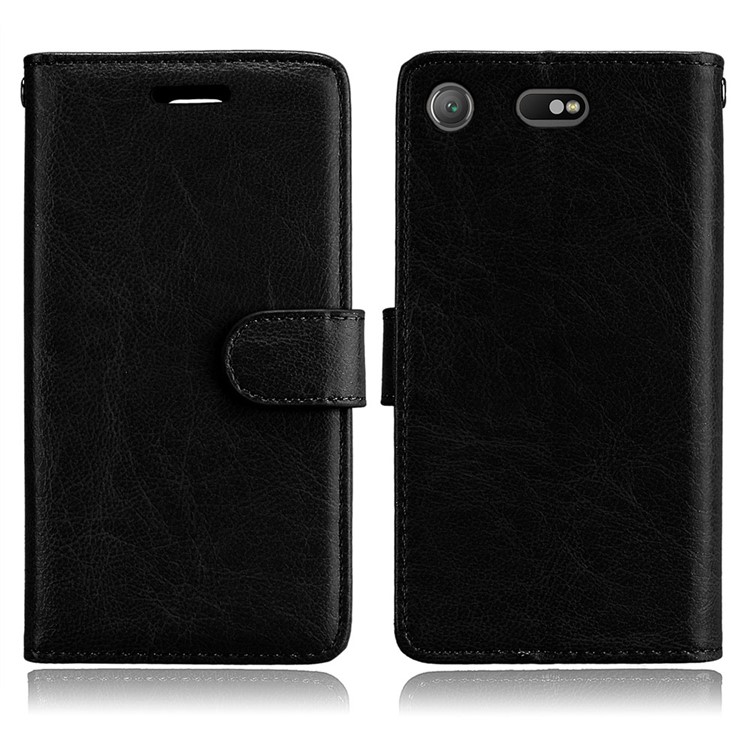 Crazy Horse Wallet Leather Stand Case for Sony Xperia XZ1 Compact - Black-2
