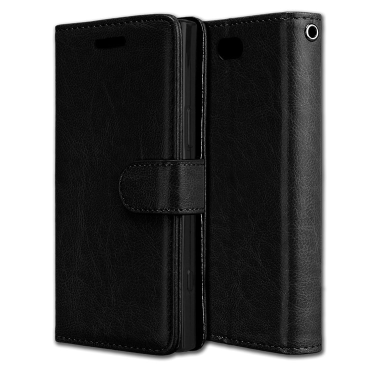 Crazy Horse Wallet Leather Stand Case for Sony Xperia XZ1 Compact - Black-3