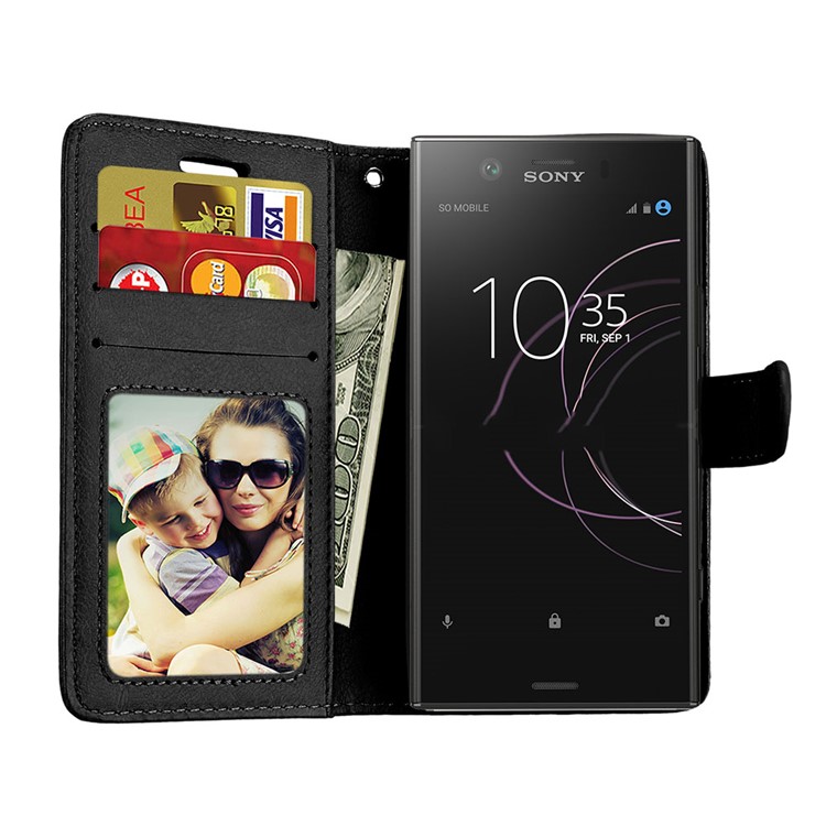 Crazy Horse Wallet Leather Stand Case for Sony Xperia XZ1 Compact - Black-9
