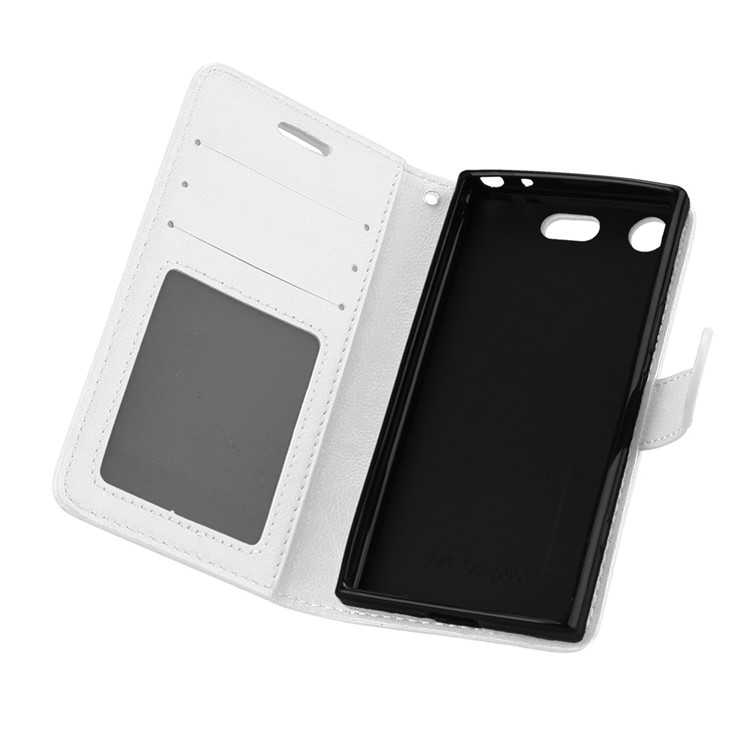 Crazy Horse Wallet Leather Stand Cover for Sony Xperia XZ1 Compact - White-10